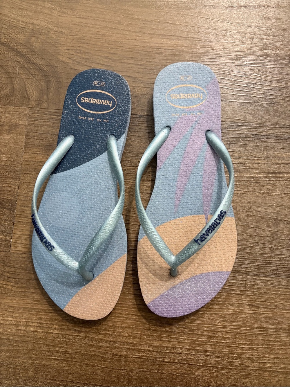 Havaianas Women's Pastel Blue Multi-Pattern Flip Flops